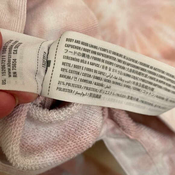 Abercrombie & Fitch Garment Dyed Tie-Dye Soft A&F Hoodie Blush Pink/White - Picture 7 of 8